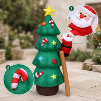 Quiet Inflatable Tree with Climbing Santa Easy to Inflate Christmas Tree with Santa Outdoor Yard Decoration Festive for Families, Lawn, Porch