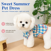 Small Dog Dress with Buttons, Princess Dog Dress for Special Occasions, Blue Plaid Dog Clothes for Small Dogs, Summer Puppy Clothes Girl