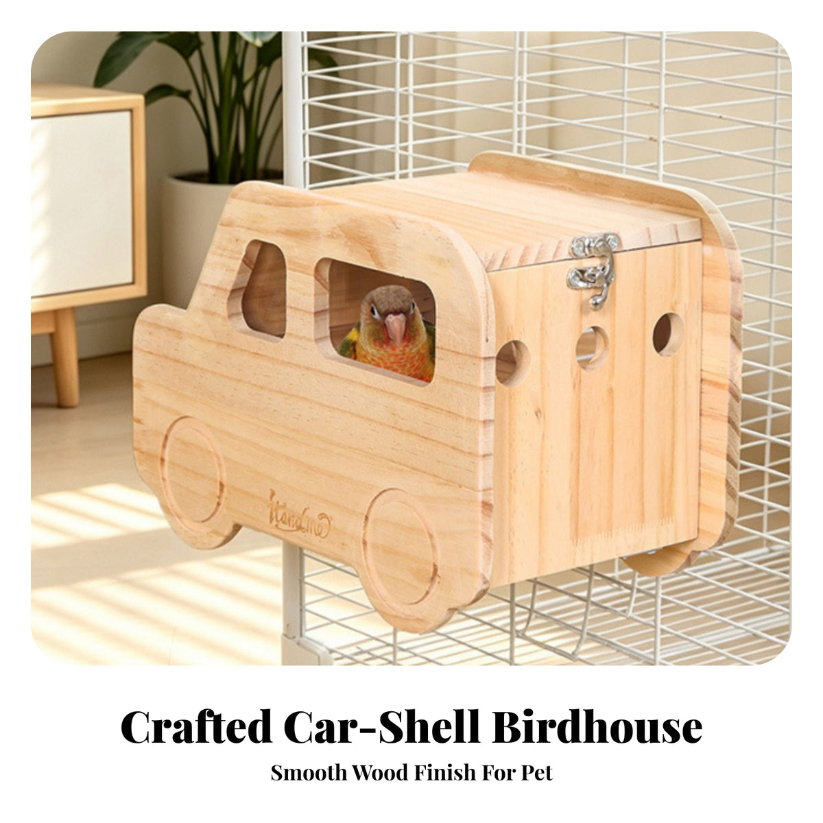 Hanging Bird Nest with Mounting Hardware | Wooden Bird Nest, Easy Rear Access, for Indoor Aviary