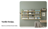 Iron Frame Wall Rack Space Saving Wall Mounted Bookshelf Modern Design Multi-Tier Display Shelf for Living Room, Kitchen, Coffee Shop