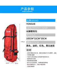 Portable Freediving Long Fins Gear Bag, Backpack for Diving, Spearfishing, Nylon, Black, Large
