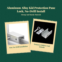 Sliding Pane Lock, Aluminum Alloy Security Limiter, Child Protection, Easy Installation, Home Use, Adjustable Position Control