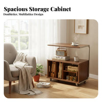 2-Tier Rolling End Table Multi-Functional for Bedroom, Office Workers, 360-degree swivel castersafters