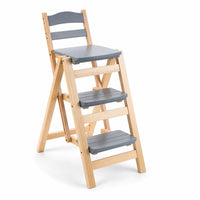 Wooden Folding Step Stool Foldable Three Step Ladder Stool Space Saving for Homeowners, Kitchen