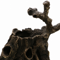 Fish Aquarium Tree Stump Hide Ornaments, Dark Brown Resin Woodland Decor 16x10x18cm, Fish & Shrimp Hiding Place