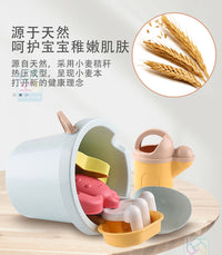 儿童沙滩玩具沙滩桶套装加厚挖沙水桶挖土工具小麦秸秆玩具9件套
