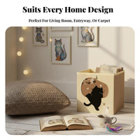 Foldable Cat Print Storage Cube Collapsible Design Cat Print Storage Basket
