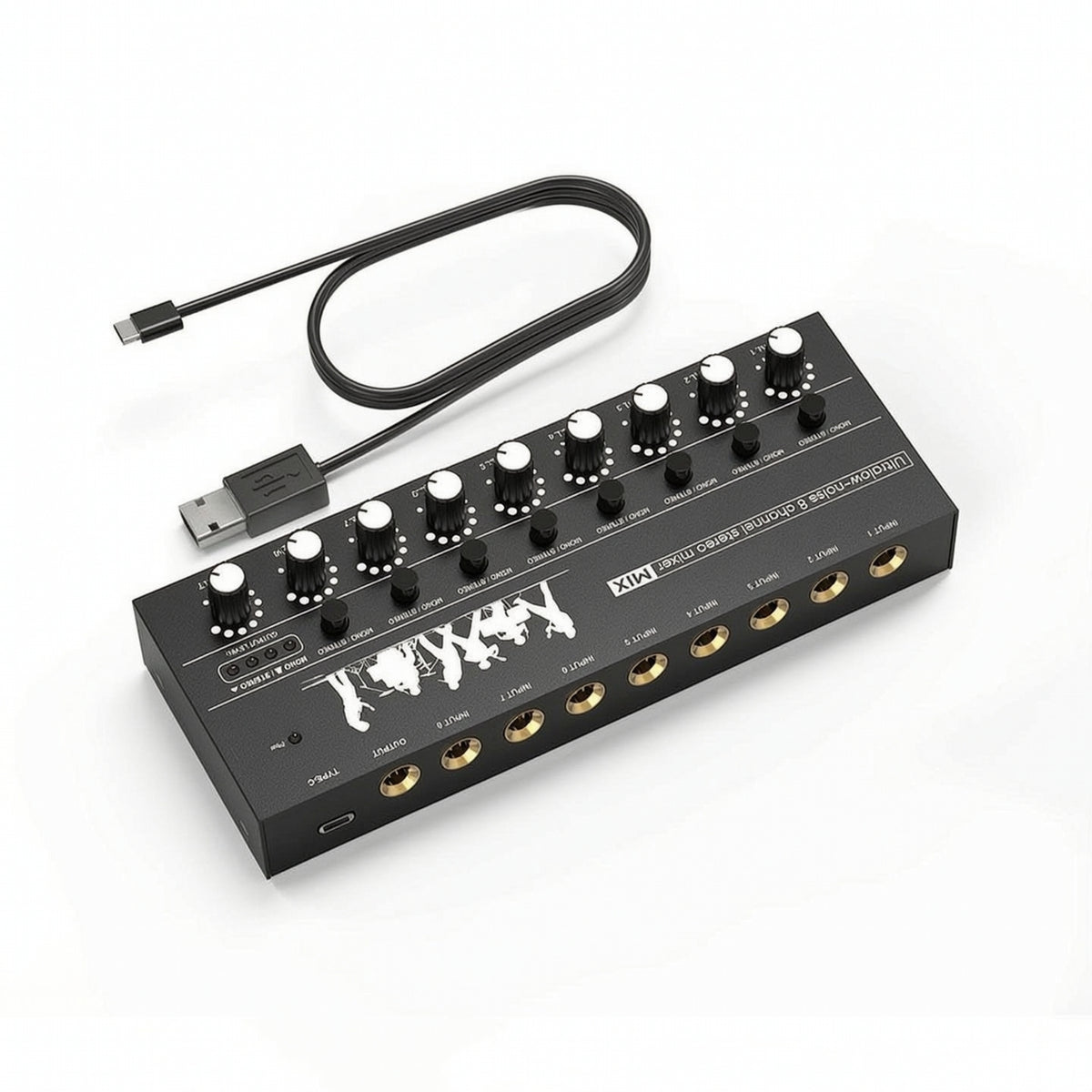 8-Channel Audio Mixer Compact Stereo Audio Mixer Built-in for Streamers, Creators, Home Production, Desktop