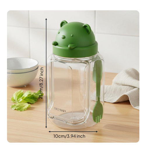 Bear Lid Salad Jar Easy to Carry Salad Jar for Office