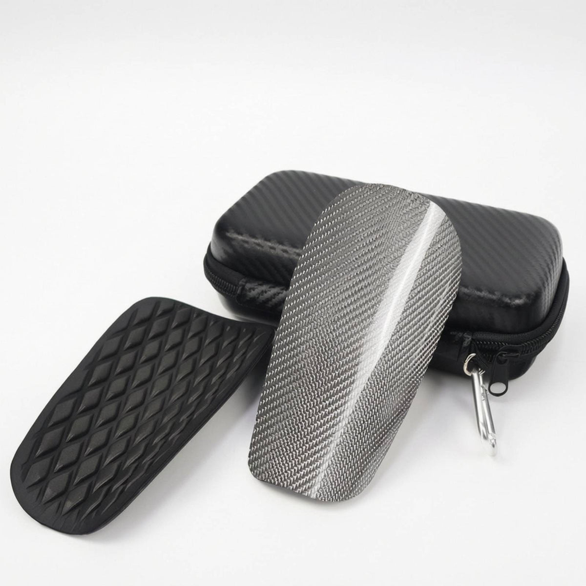 Carbon Fiber Shin Guards EVA Foam Backed Shin Guards with Carrying Case Hard Shell for Adults