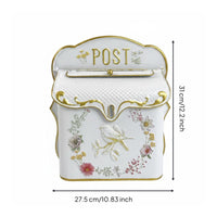 Vintage Metal Mailbox Iron Construction Vintage Post Box Hand-Painted Floral