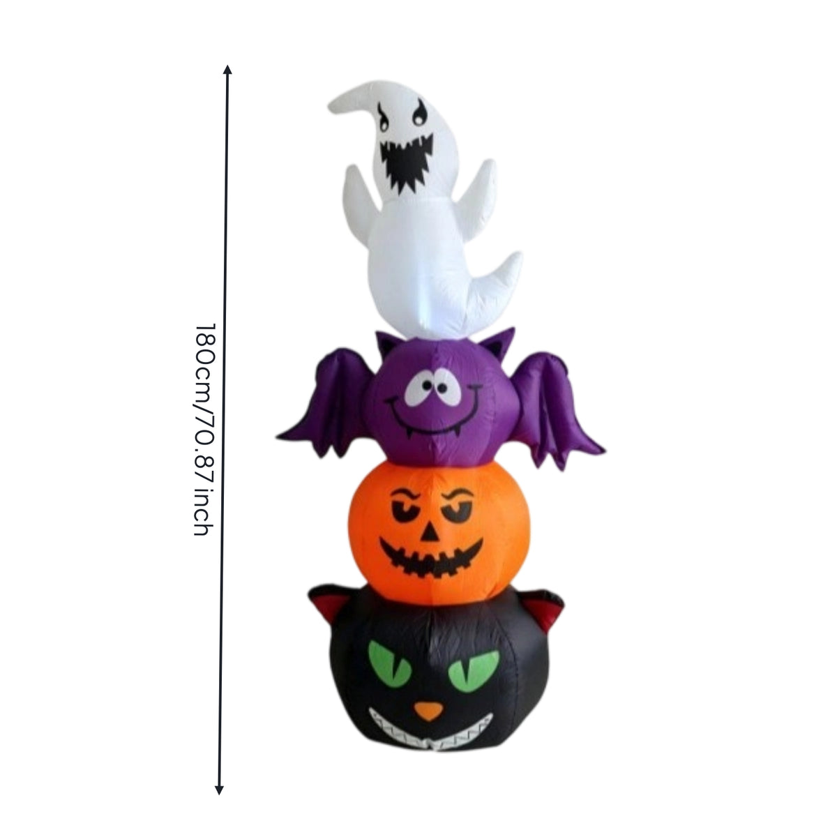 Illuminated Stacked Inflatable Character Lighted Inflatable with LED Lights Tall Decoration Outdoor for Yard, Lawn, Porch