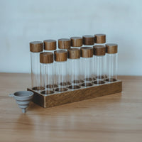 Test Tube Holder with Wooden Stand Vertical Glass Tube Holder Compact