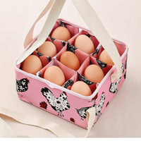 9-Compartment Egg Collection Basket Separate Pouches Canvas Egg Basket with Compartments Detachable Soft-Sided for Hobby Farmers, Backyard Farm