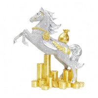 Resin Horse Figurine Beaded Texture Rearing Horse Figurine Tabletop Animal Decor for Festive Display