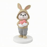 Rabbit Figurine with Heart Artisanal Rabbit Figurine Charming for Living Room