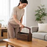 Wooden Hand Basket Vintage Design Rustic Wood Basket Decorative for Living Room