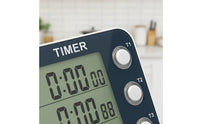 Flashing Light Notification 3 Channel Kitchen Timer Adjustable Volume Multi-Event Digital Timer Memory Function for Home Cooks, Laboratory