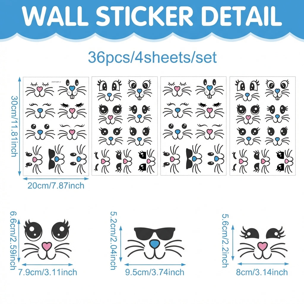 Easter Bunny Er Self Easter Bunny Craft Er Easy to Apply Bunny Face Decal for Children Craft Decoration Gifts, Maker S, Parents, Gift Wrapping, Glass Panes, Classroom