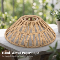 Beige Paper Rope Lampshade | Rustic, Bohemian, E27 Pendant Light Shade, for Bedroom