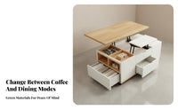 2-in-1 Design elevatingTop Coffee-to-Dining Table Space-Saving elevatingTop transformable Table Height-Adjustable Living Room Furniture Mobile with casters for Apartment Dwellers, Small Families, Remote Workers, Studio Flat, Home Office