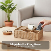 Multi-Compartment Woven Holder Handmade Organizer Basket Rustic and design for Vanity