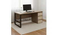 Wide Desktop Desk with Drawers and Shelves Low Formaldehyde Computer Desk with Drawers Industrial Design Home Office Study Table Combination Lock Drawer