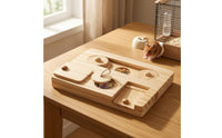 Small-Pet Foraging Tray Mental Wooden Puzzle Feeder Animal Gear for Tabletop
