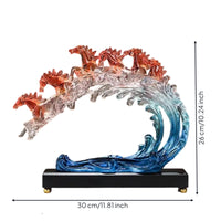 Horse Ornament with Wooden Base Decorative Sculpture Long-Lasting