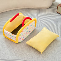 Semi Enclosed Pet Bed Year-Round Portable Pet Bed Warm for Car, Small Dogs