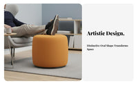 Textile Pouf with Handle Mobile Upholstered Bench Sturdy Construction Minimalist Design for Adults, Living Room, Bedroom