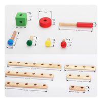 Wooden Building Toy Educational Screw Building Toy Wooden Construction Set Fine Motor Open-Ended for Children, Playroom