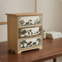 Wooden Desktop Cabinet Rectangular Countertop Organizer Box Solid Wood