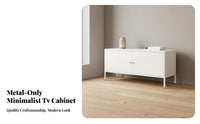 Minimalist Design Metal Entertainment Center Easy to Clean TV Cabinet Set Multi-Functional Modern Media Cabinet Ample Storage for Homeowners, Families, Young Adults, Den, Apartment, Bedroom