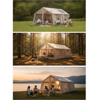 Inflatable Camping Tent Easy Setup Tent with PVC Door Curtain Spacious for Campers, Families, Comfort Camping, Backyard
