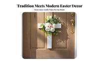 Lifelike Flowers Easter Cross Wreath Ready to Hang Floral Cross Wall Decor Fade-Resistant for Outdoor, Church
