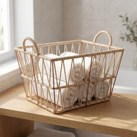 Airy Rectangular Storage Basket Natural Organizer Portable for Bedroom, Living Room