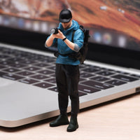 Hand-Painted Photographer Figure Scale Photographer Figurine Highly Detailed Figurine with Camera for Collectors, Hobbyists, Dioramas