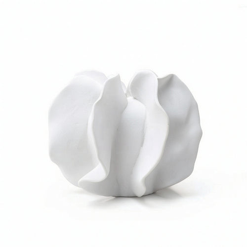 Vase with Folded Petal Design Minimalist Sculptural Vase Matte for Console Table
