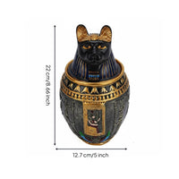 Cat Statue Detachable Lid Bastet Figurine Collectible Cat God Sculpture for Entryway, Office