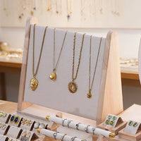 Jewelry Store Display Rack Set with Necklace, Earring, Ring, and Bracelet Holders, Beige