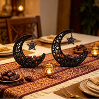 Middle East Hollow Metal Moon-Shaped Snack Tray Storage Box Home Decoration