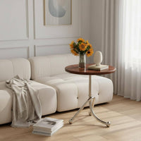 Round Side Table Nordic Design Chrome Leg Side Table Space Saving