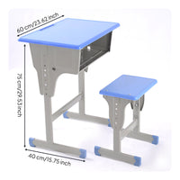 2 Pieces Children's Writing Desk and Study Table with Chair and School Furniture and Storage Compartment Engineered with Steel Frame and Ergonomic Features Suitable for Home Classroom Tutoring