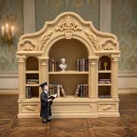 1:12 Mini European Retro Arch Shelf Dollhouse Micro Model Furniture Wood Style