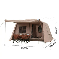 Tunnel Camping Tent, 4 Season Family Tent 3000mm Waterproof, 420x300x200cm with Extended Awning, Gold and Silver Tape