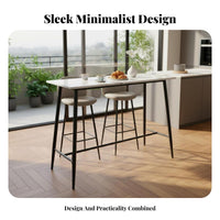 High-Top Table with Stools Light Luxury Design Bar Furniture Faux Marble surface Integrated Footrests for Homeowners, Students