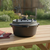 Dutch Oven with Bail Handle Campfire Pre Seasoned Iron Cooking Vessel with Lid Pre Seasoned Cooking Pot for Campers, Camping
