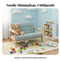 Upholstered Two-Seater child's Bench sturdy Wood Frame kids' Furniture