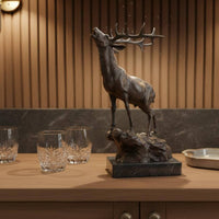 Bronze Deer Sculpture Polished Finish Bronze Deer Figurine Hand-Finished Home Decor for Gift